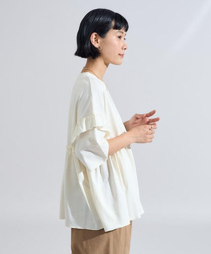 <UVカット＞多功能七分袖荷葉邊T恤