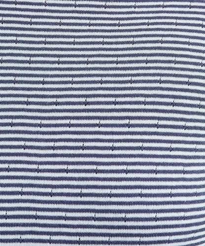 貝殼褶皺針織條紋五分袖T恤