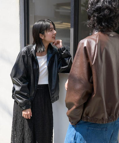 別注 LEATHERETTE STAND COLLAR BLOUSON