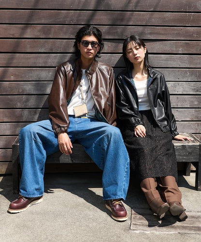 別注 LEATHERETTE STAND COLLAR BLOUSON