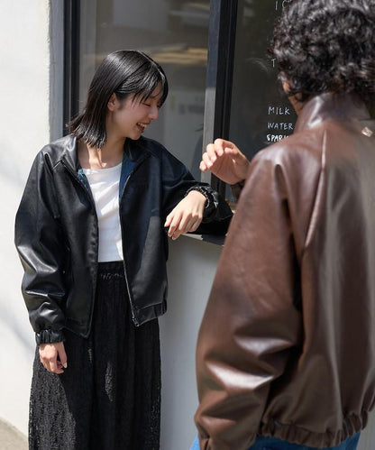 別注 LEATHERETTE STAND COLLAR BLOUSON