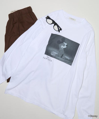 【DISNEY FANTASIA】盒裝黑白正面印花長袖T恤
