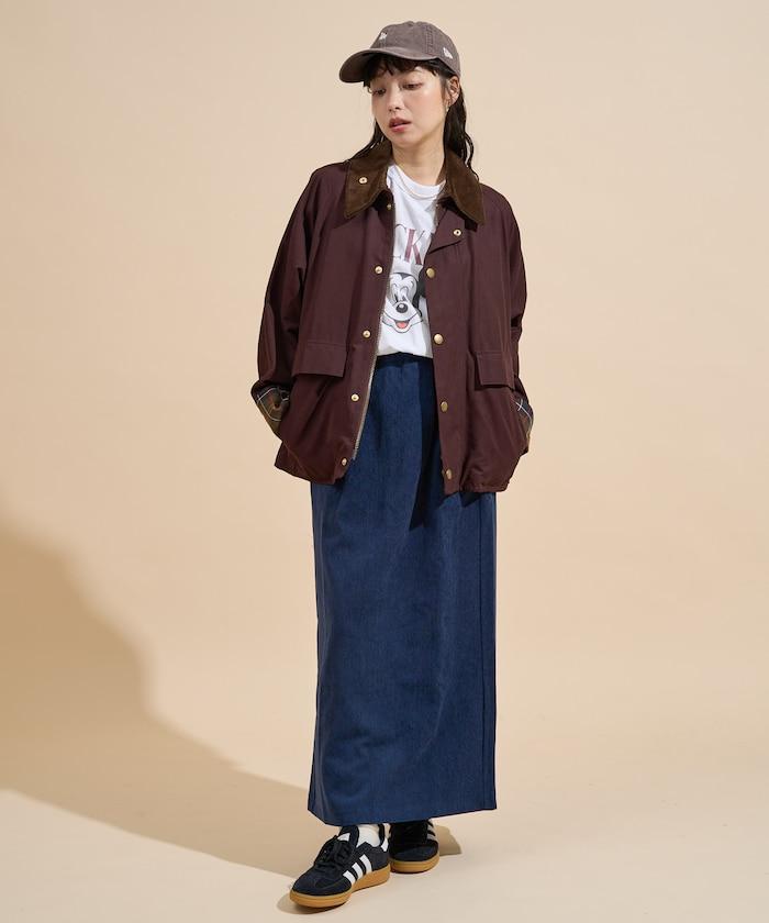 平紋燈芯絨半身裙/燈芯絨長款半身裙