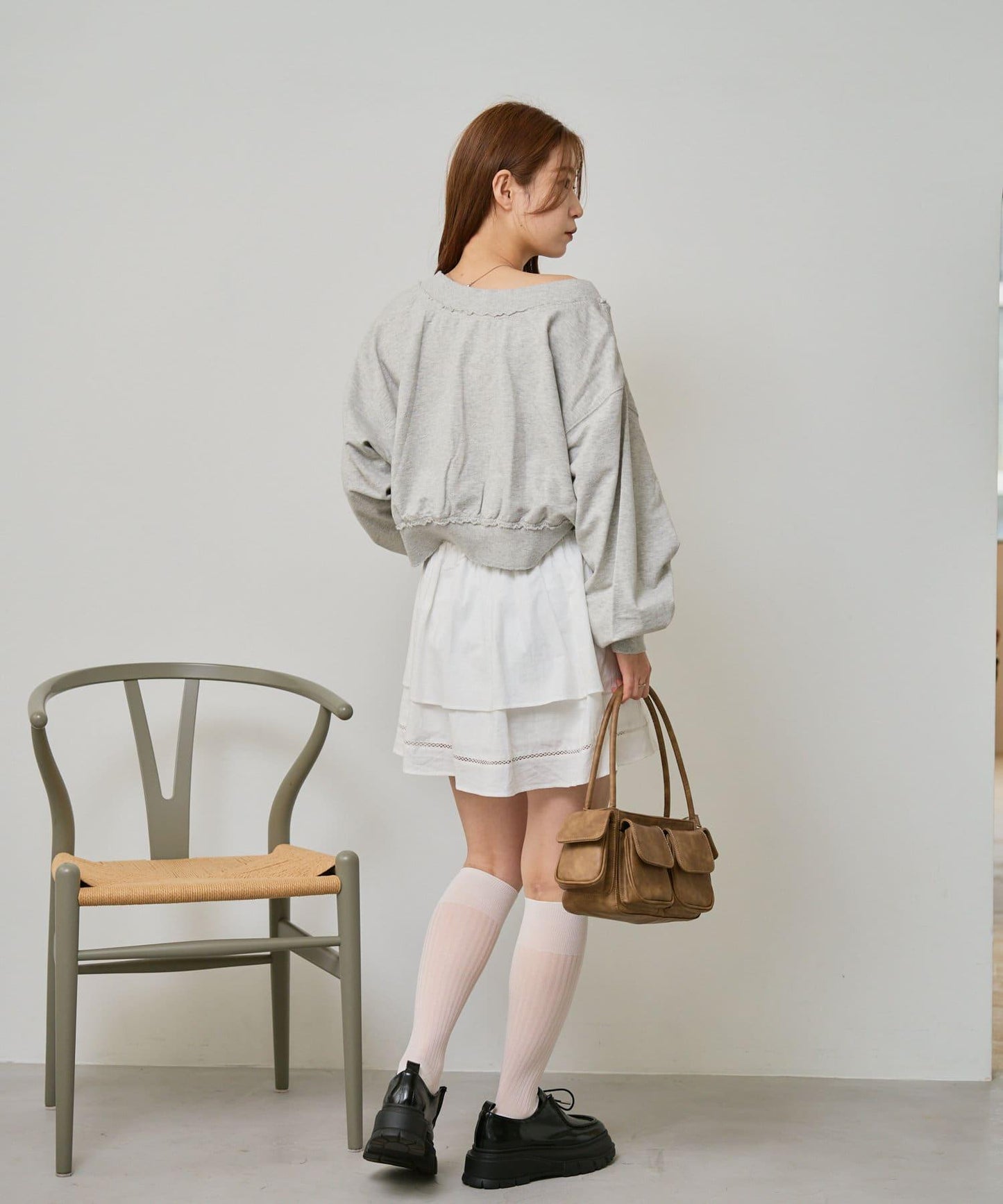 棉質荷葉邊迷你半身裙