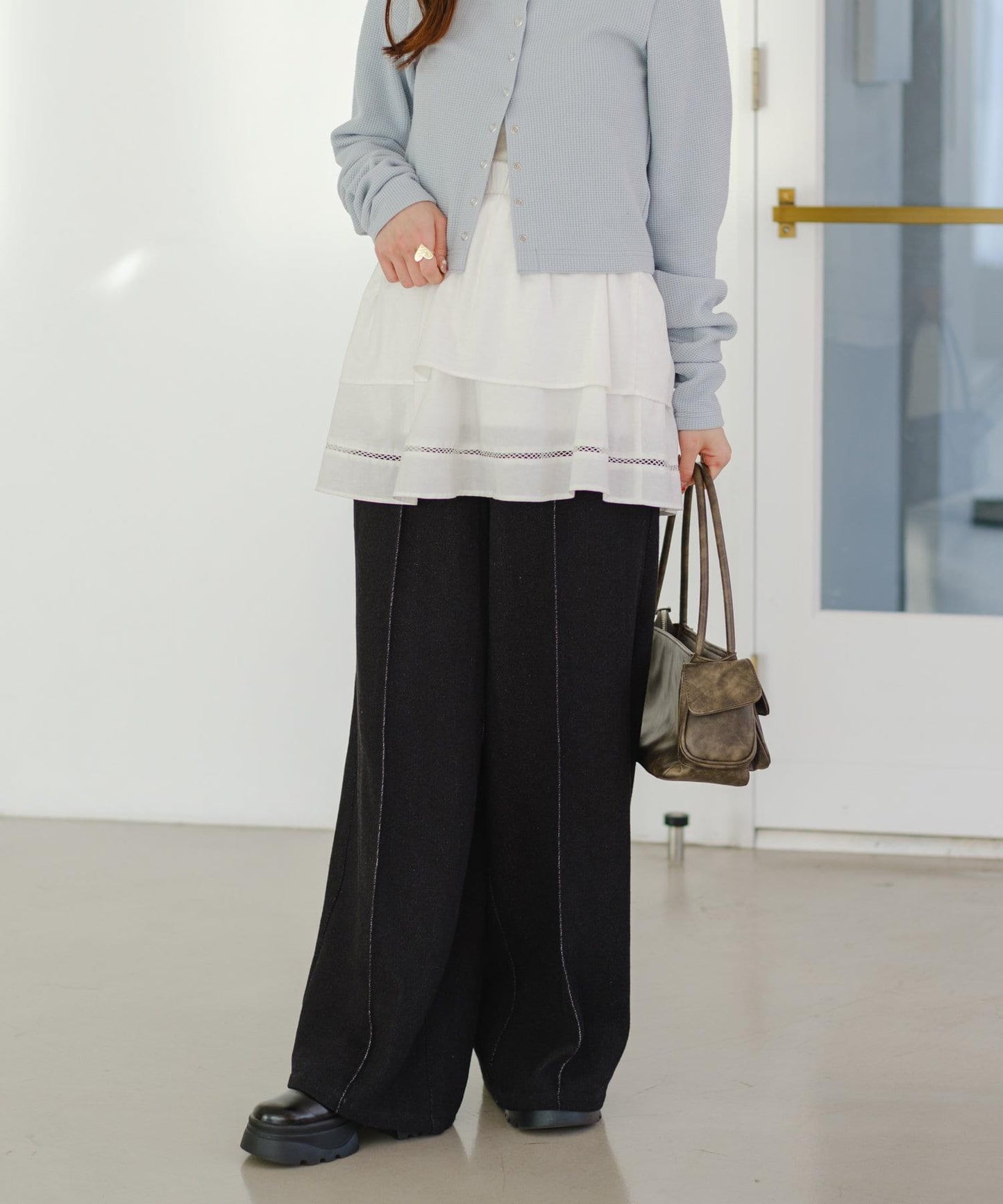 棉質荷葉邊迷你半身裙