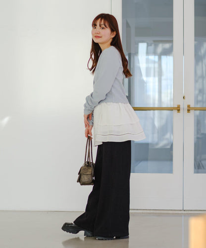 棉質荷葉邊迷你半身裙