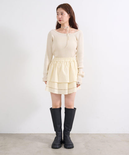 棉質荷葉邊迷你半身裙