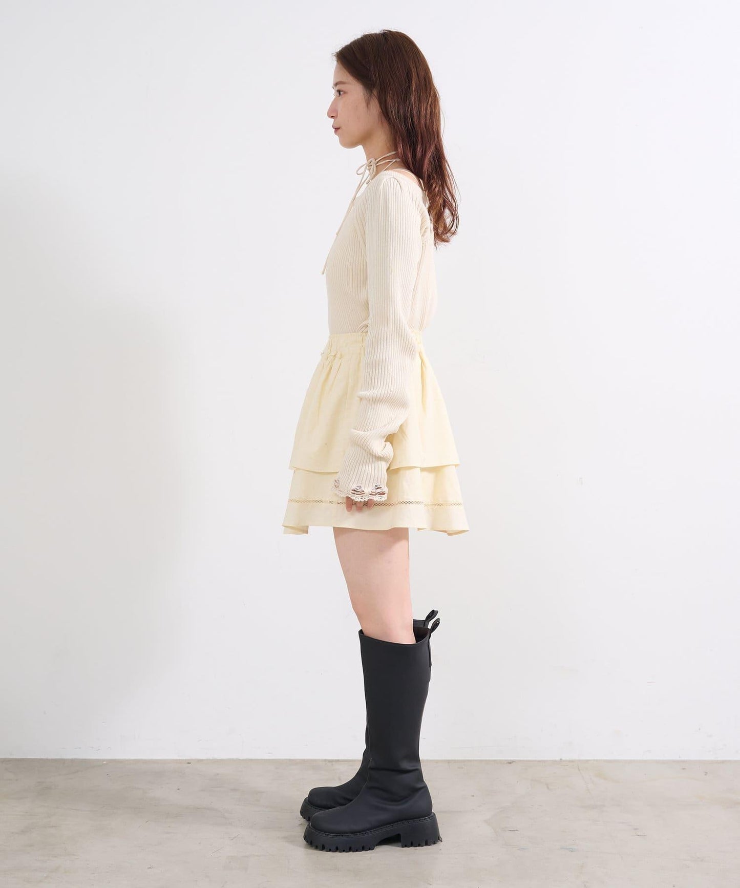 棉質荷葉邊迷你半身裙