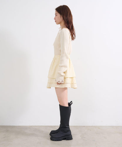 棉質荷葉邊迷你半身裙