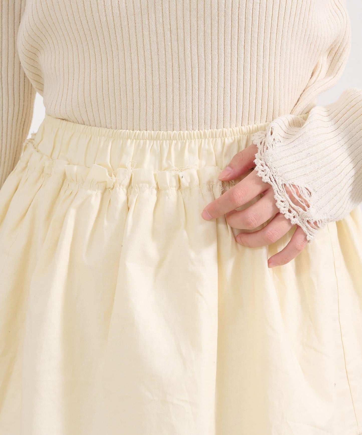 棉質荷葉邊迷你半身裙