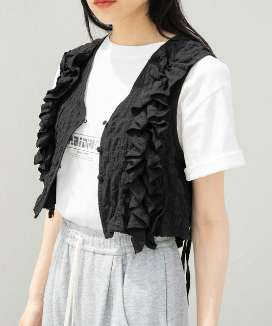 2WAY荷葉邊無袖上衣