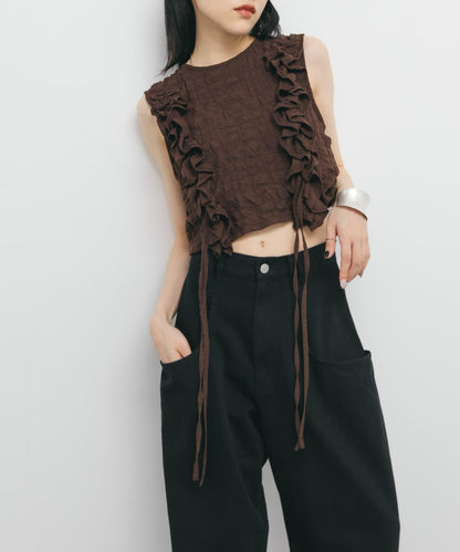 2WAY荷葉邊無袖上衣