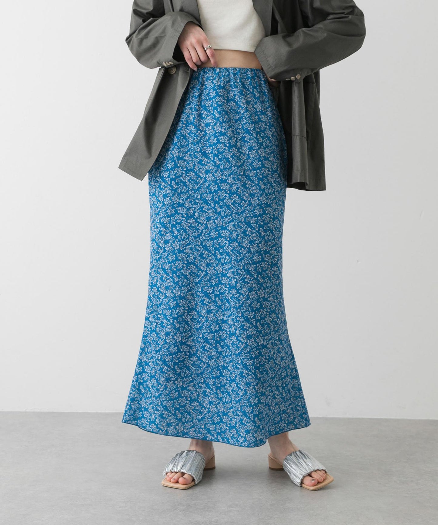 小花圖案褶皺半身裙