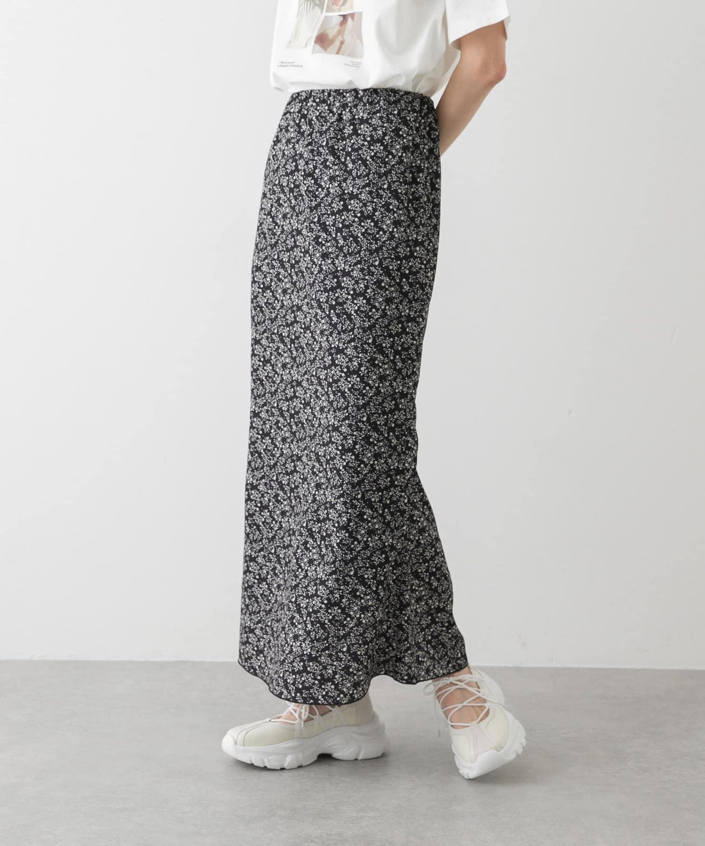 小花圖案褶皺半身裙