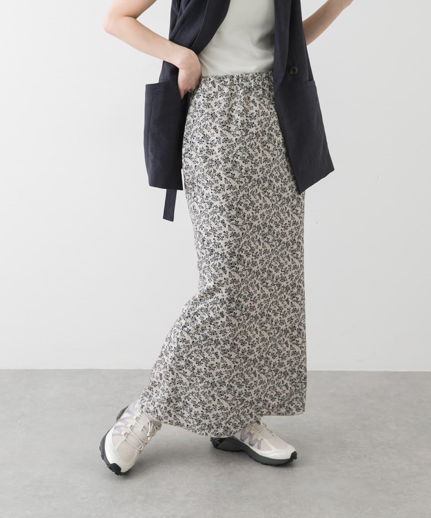 小花圖案褶皺半身裙