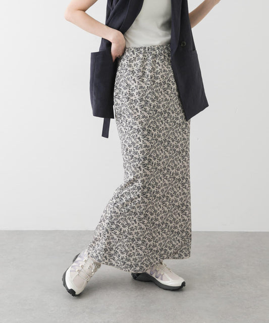 小花圖案褶皺半身裙