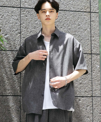 混色常規領短袖襯衫