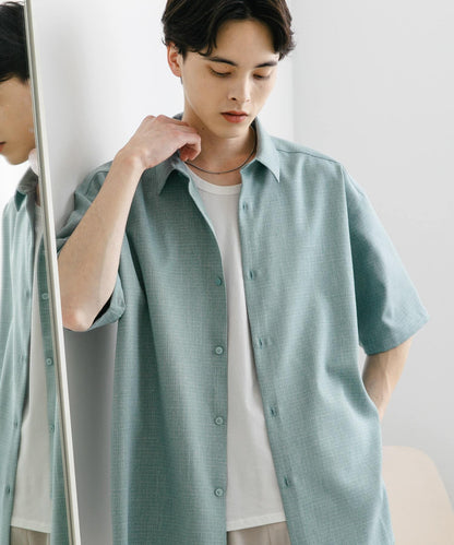 混色常規領短袖襯衫