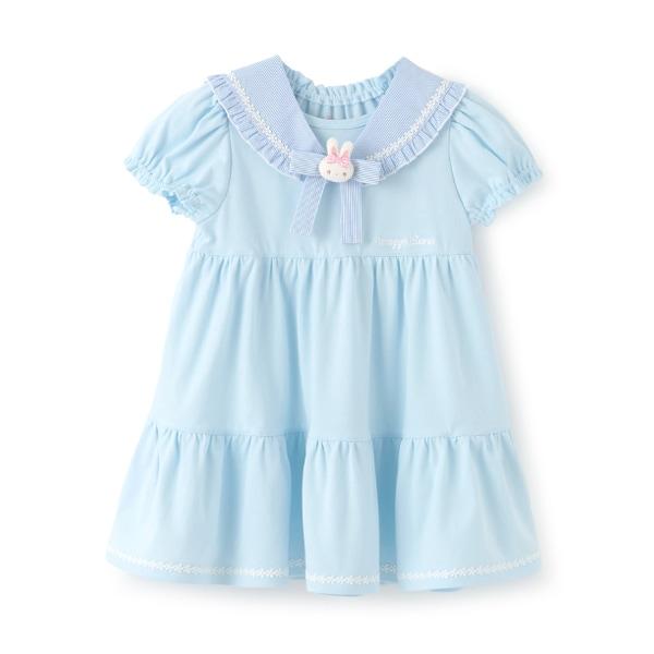 帶兔子玩偶水手領連衣裙