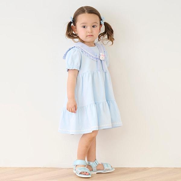 帶兔子玩偶水手領連衣裙