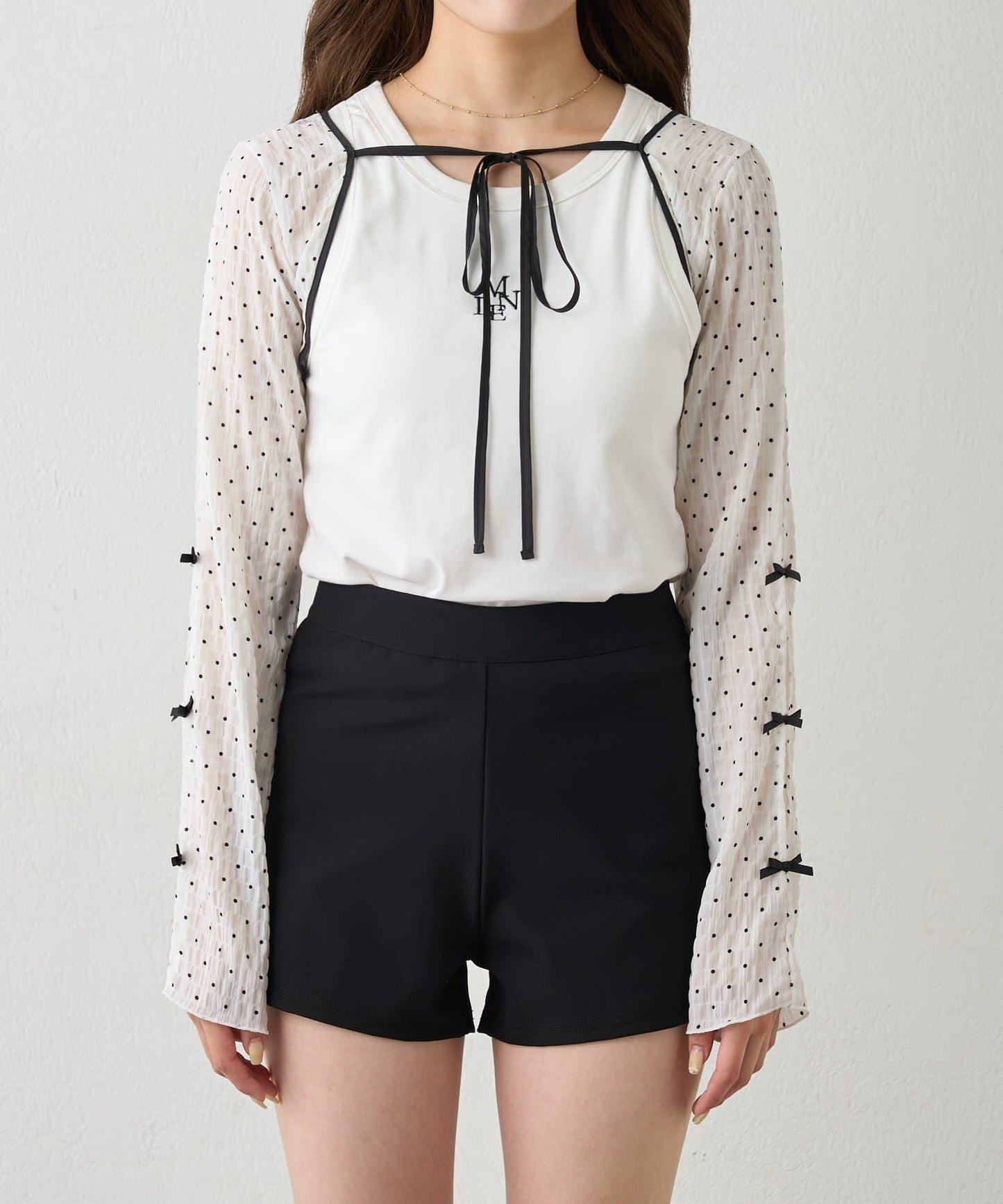 mline 短款蝴蝶結設計襯衫