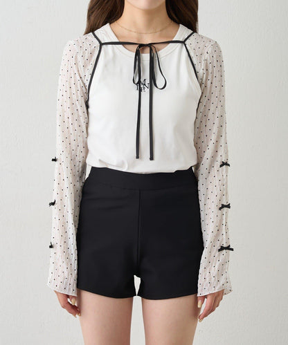 mline 短款蝴蝶結設計襯衫
