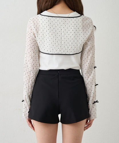 mline 短款蝴蝶結設計襯衫