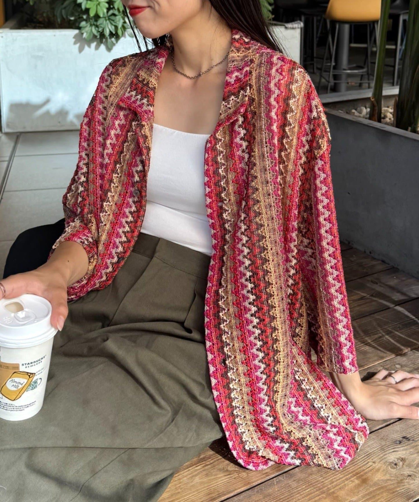 蕾絲透視條紋寬鬆襯衫