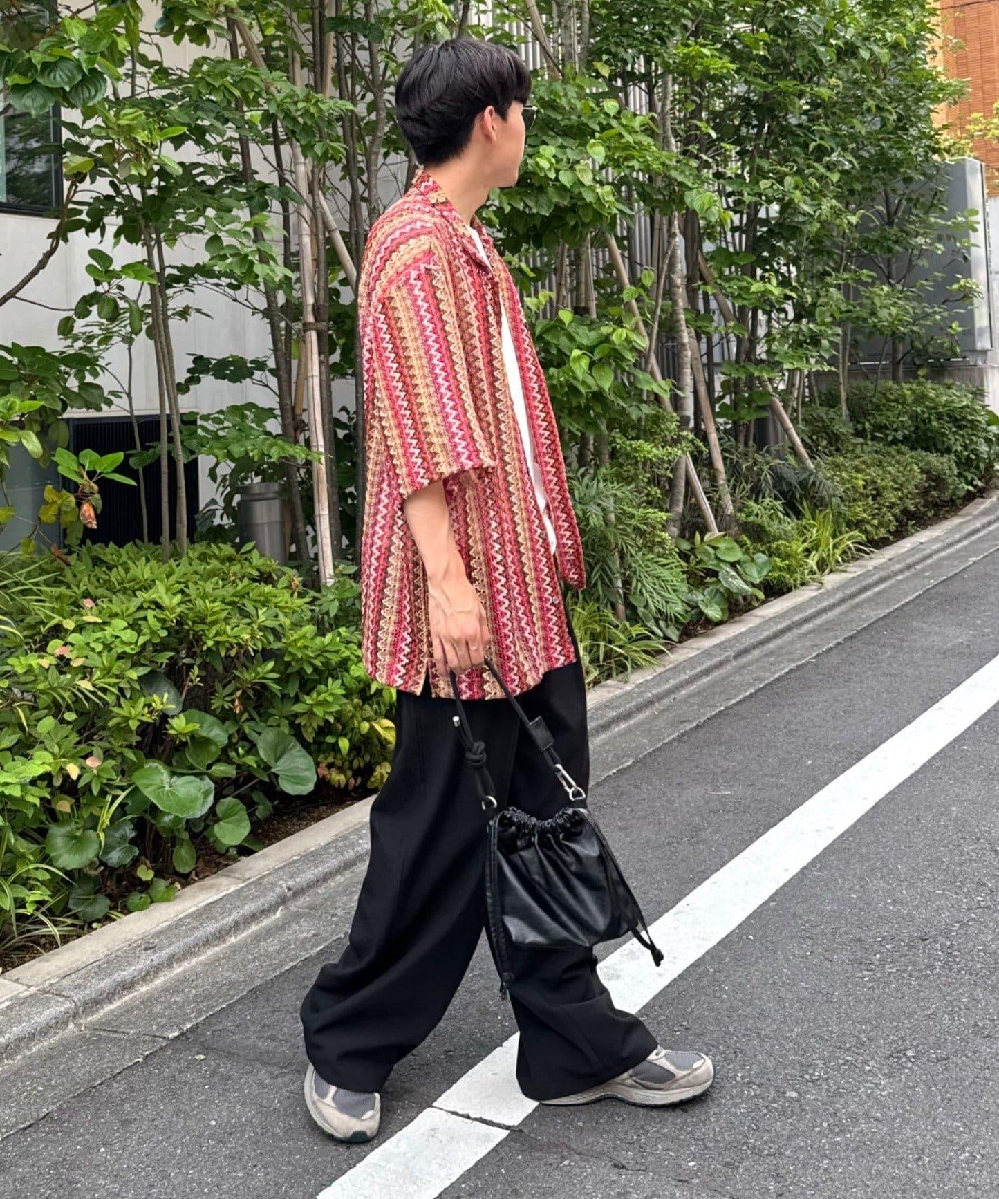 蕾絲透視條紋寬鬆襯衫