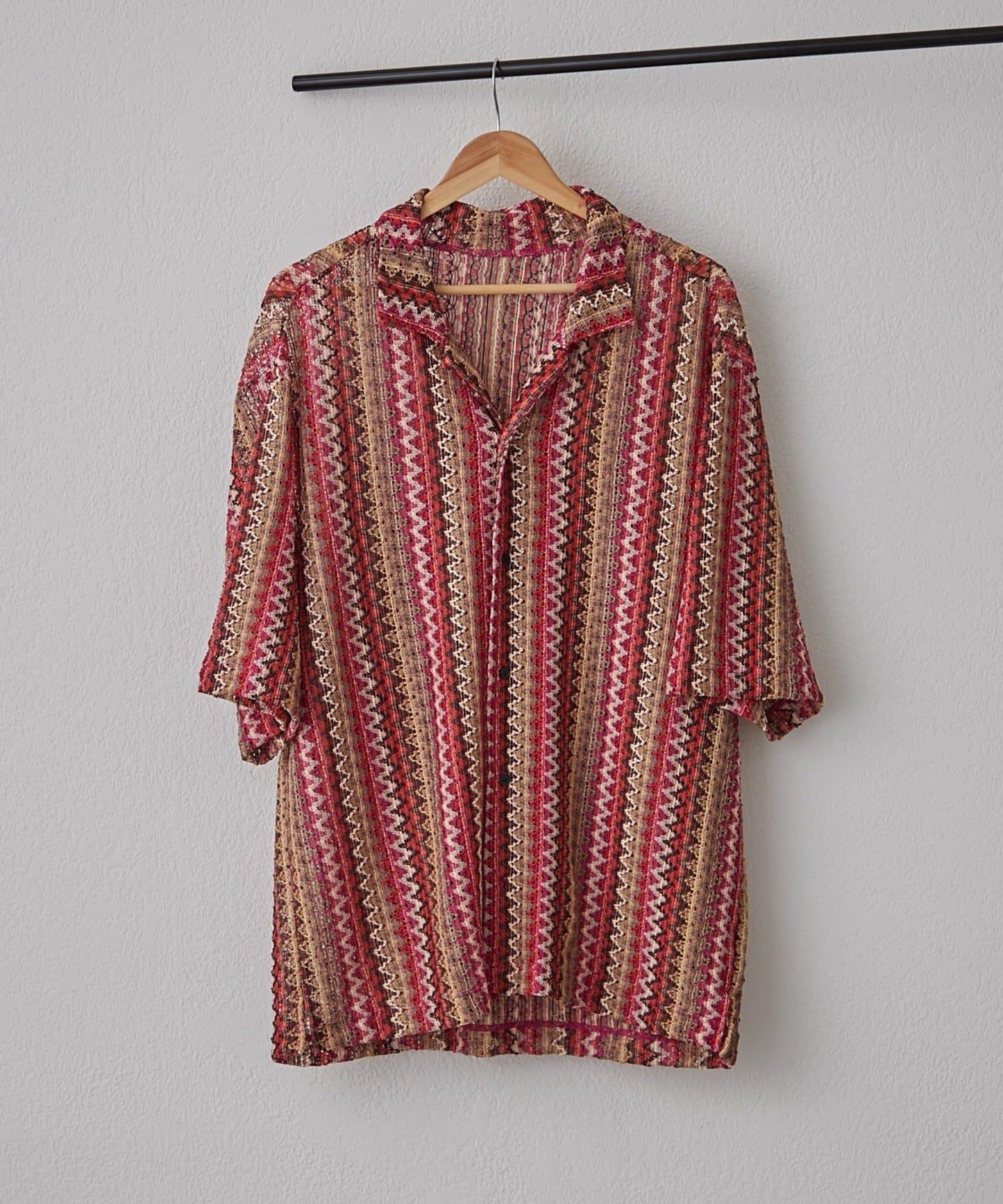 蕾絲透視條紋寬鬆襯衫