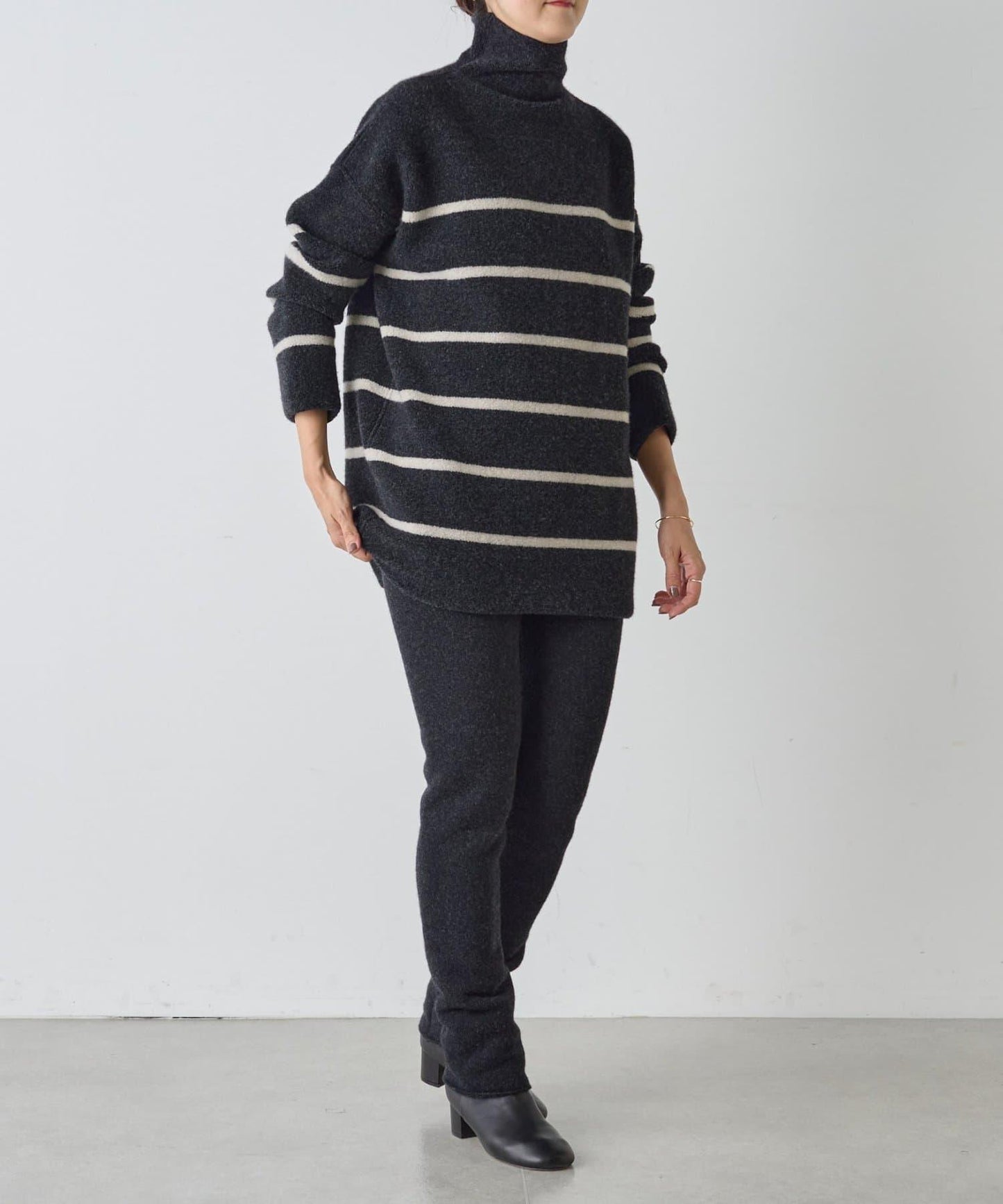 羊毛絨可逆束腰長款襯衫