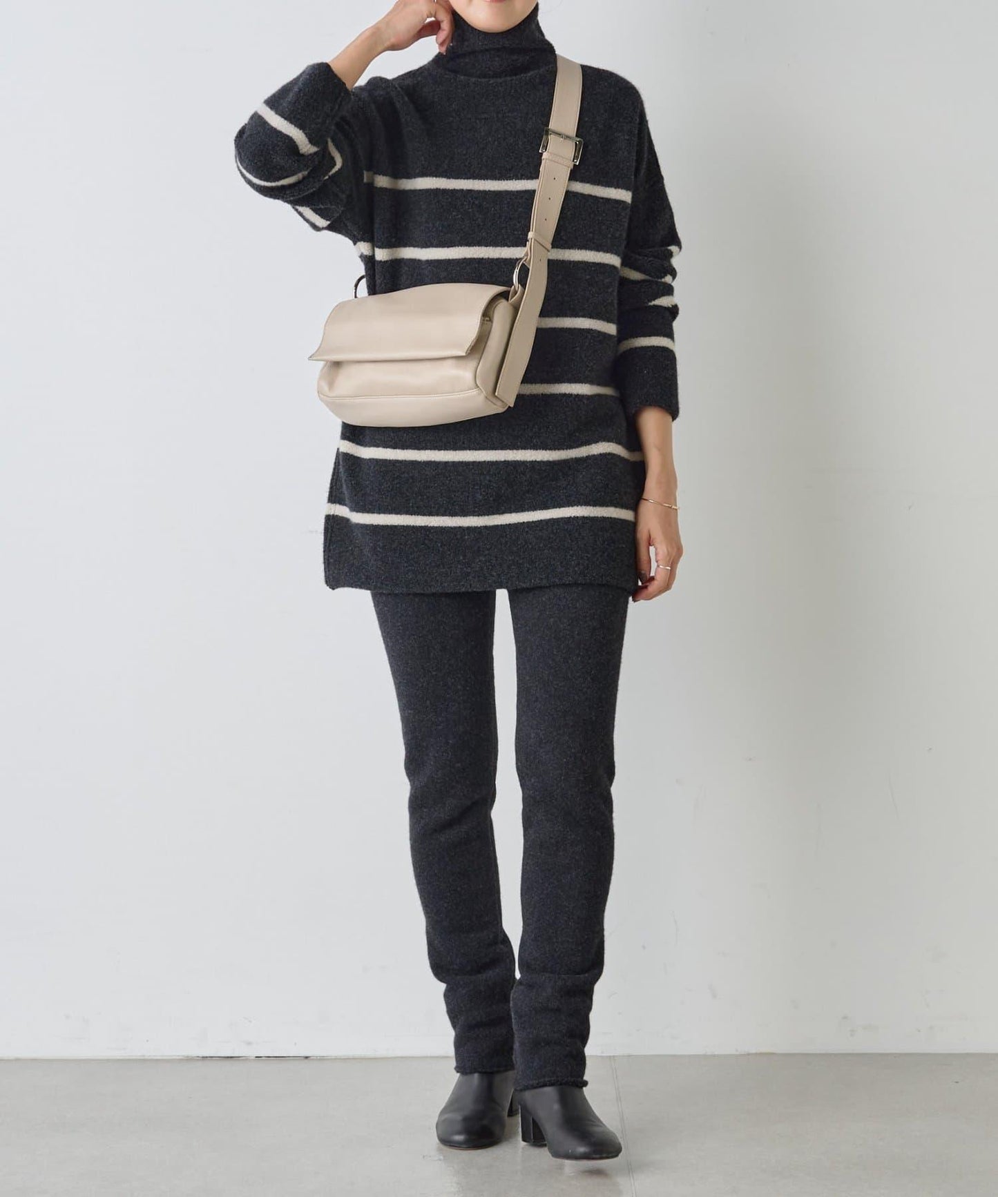 羊毛絨可逆束腰長款襯衫