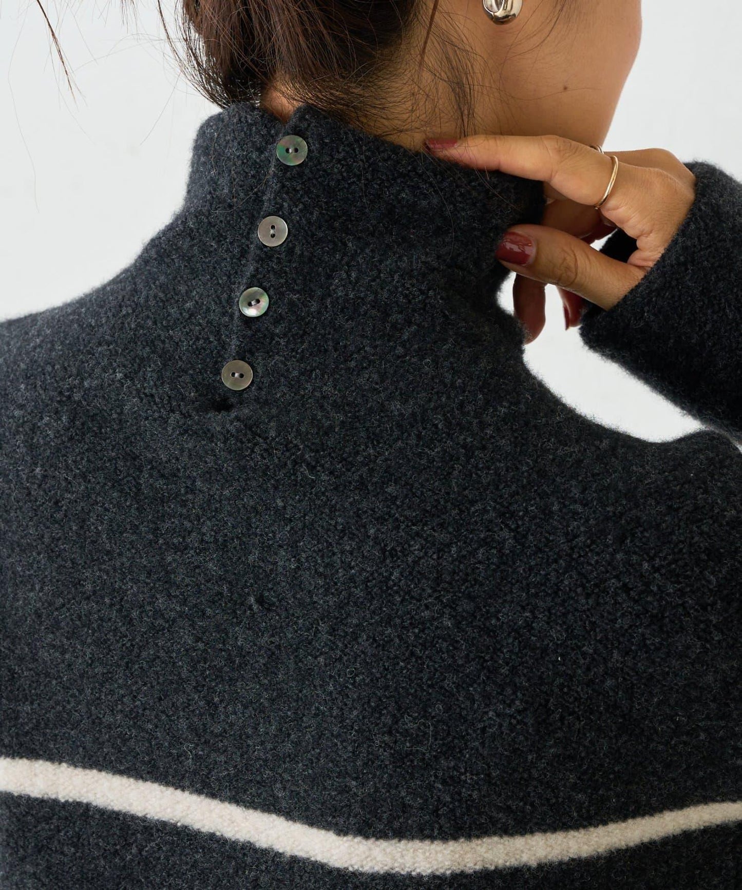 羊毛絨可逆束腰長款襯衫