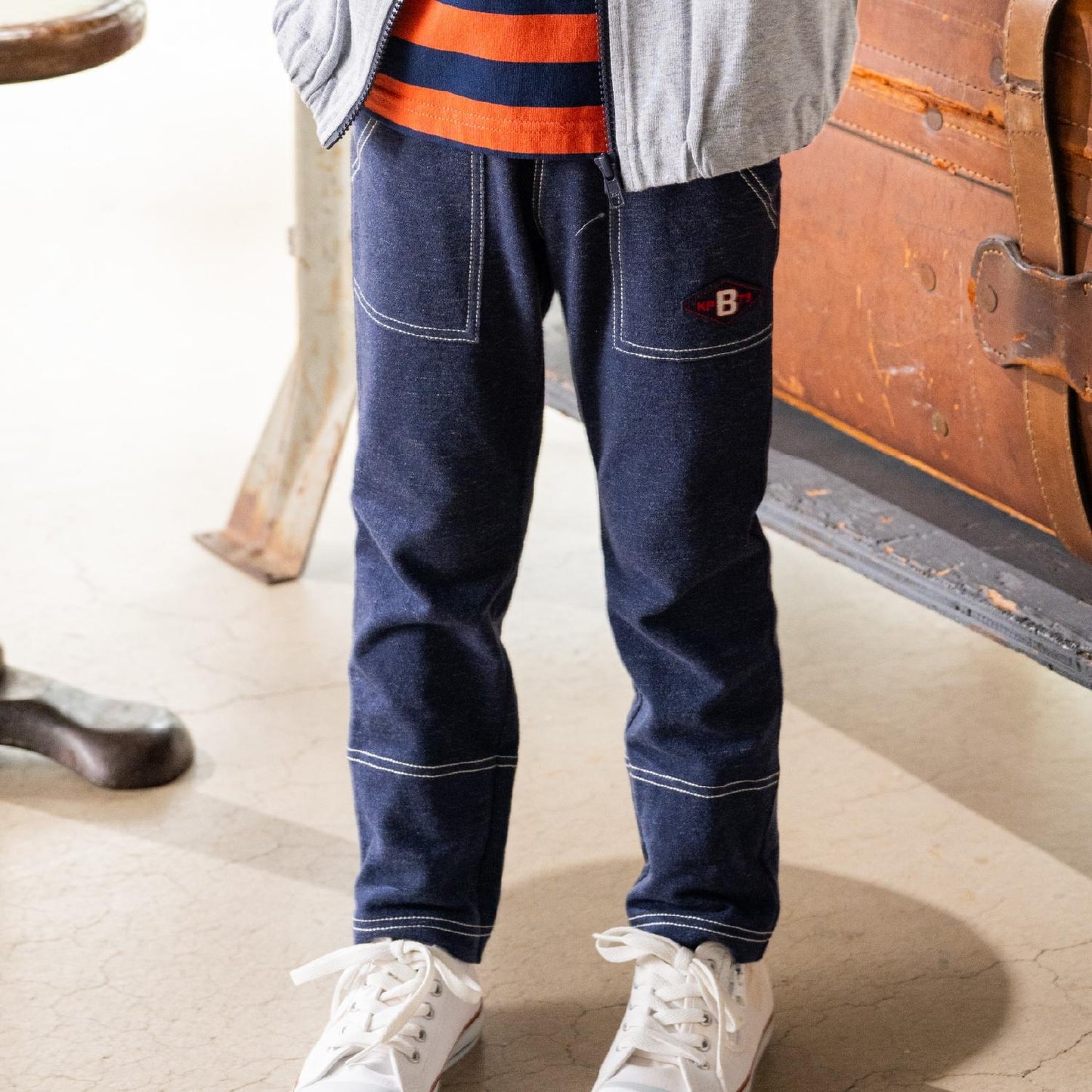 牛仔風針織斜紋長褲