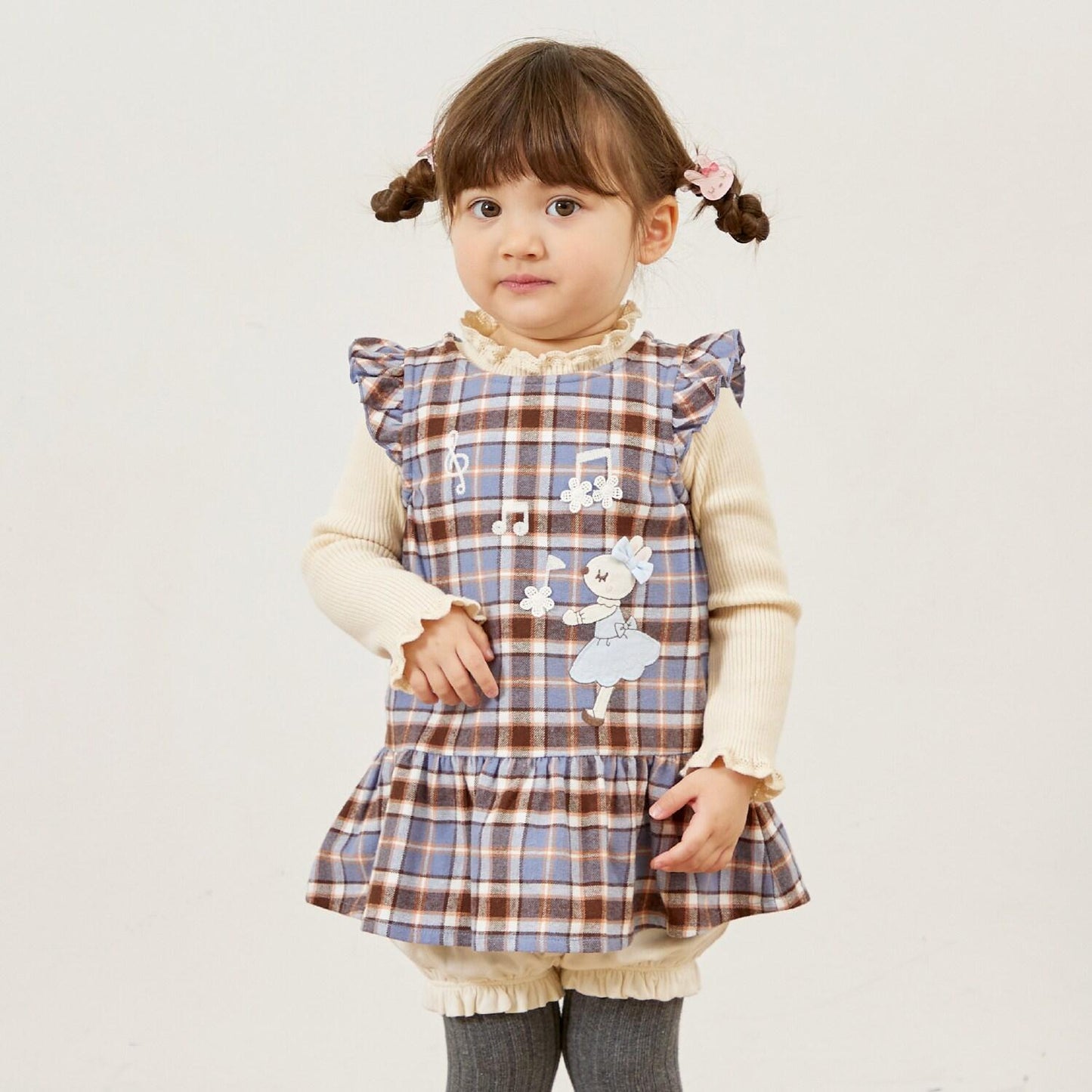 mimi醬格子圖案上衣和燈籠褲套裝