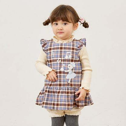 mimi醬格子圖案上衣和燈籠褲套裝