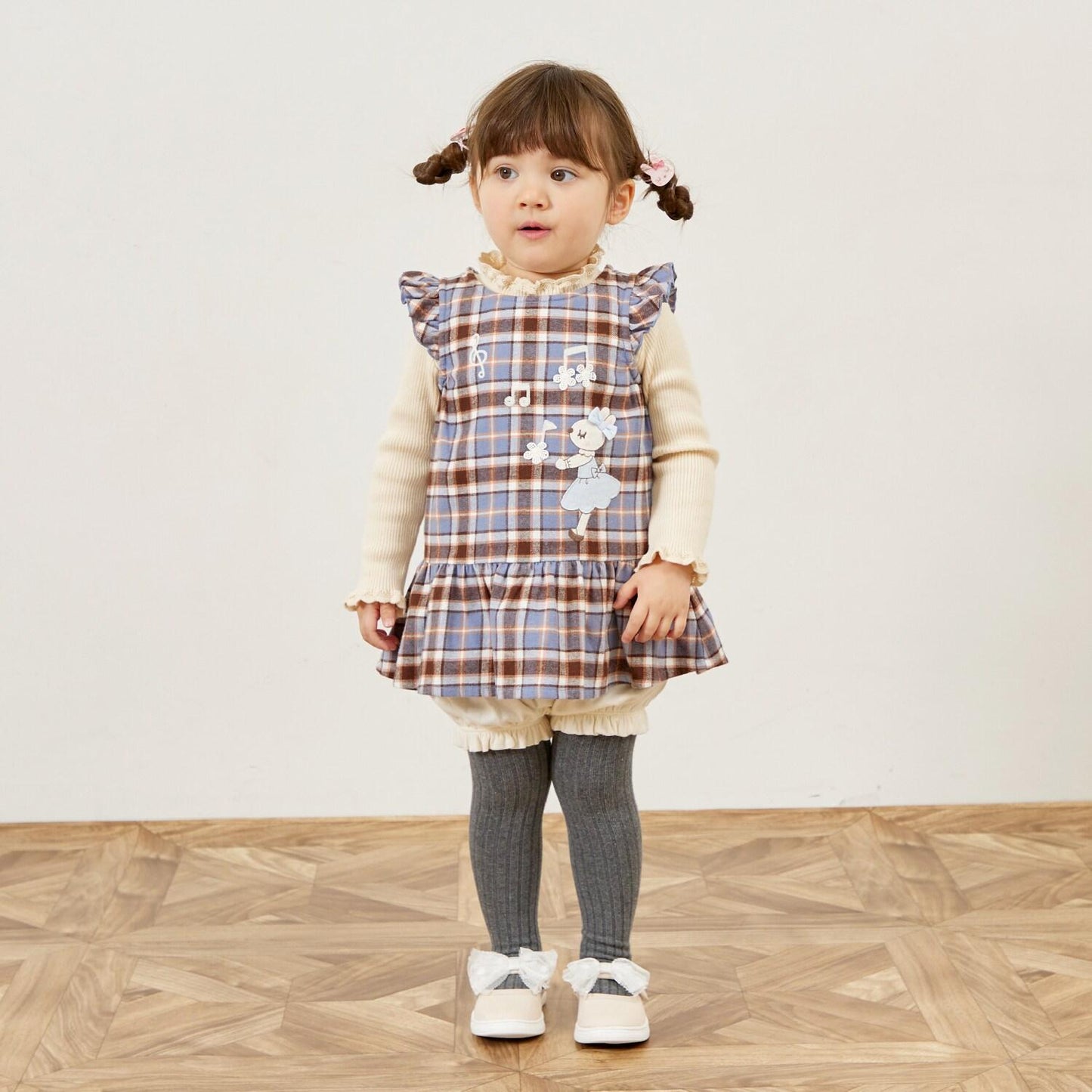 mimi醬格子圖案上衣和燈籠褲套裝