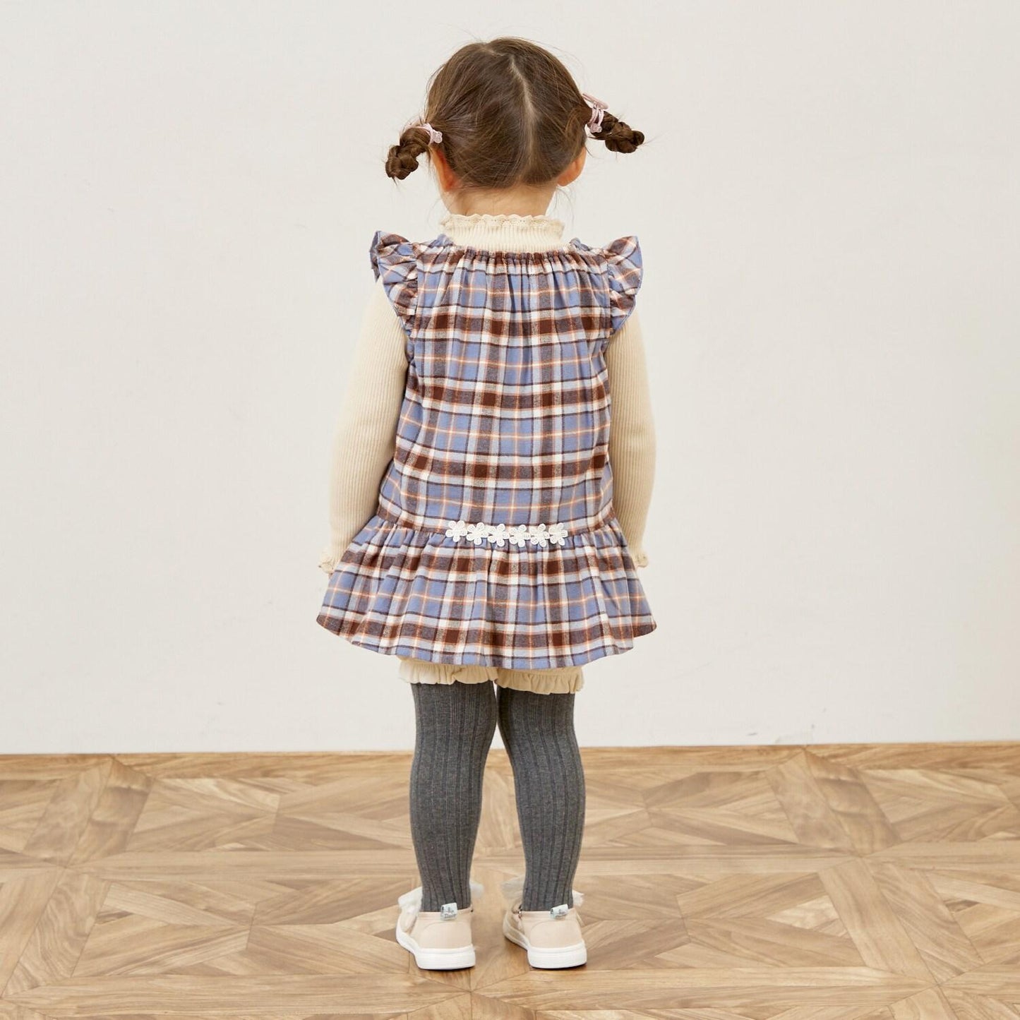 mimi醬格子圖案上衣和燈籠褲套裝