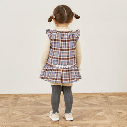 mimi醬格子圖案上衣和燈籠褲套裝