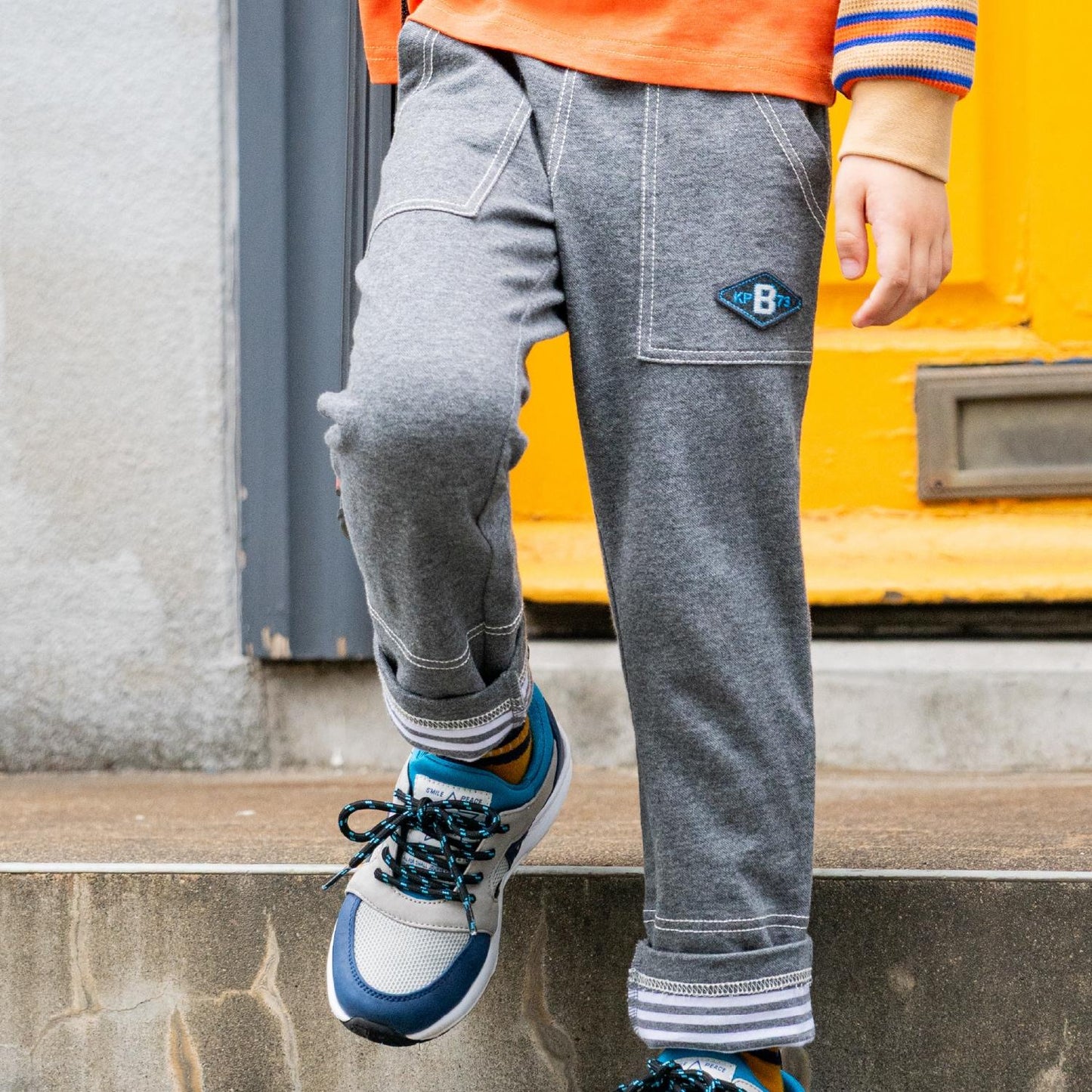 牛仔風針織斜紋長褲