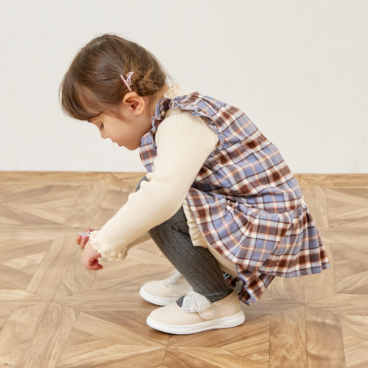 mimi醬格子圖案上衣和燈籠褲套裝