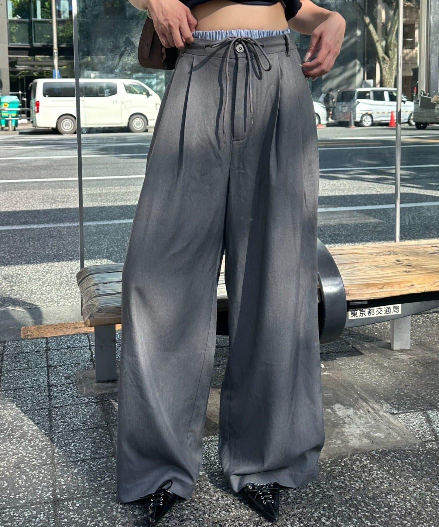 層疊設計休閒西裝褲