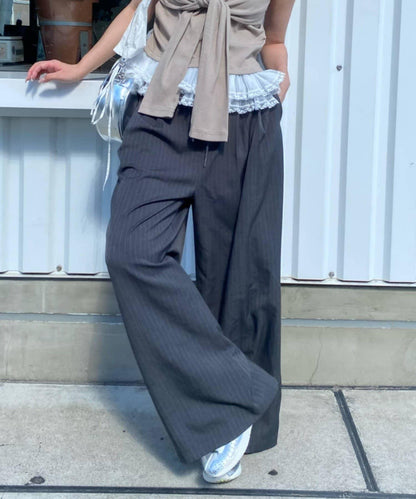 層疊設計休閒西裝褲