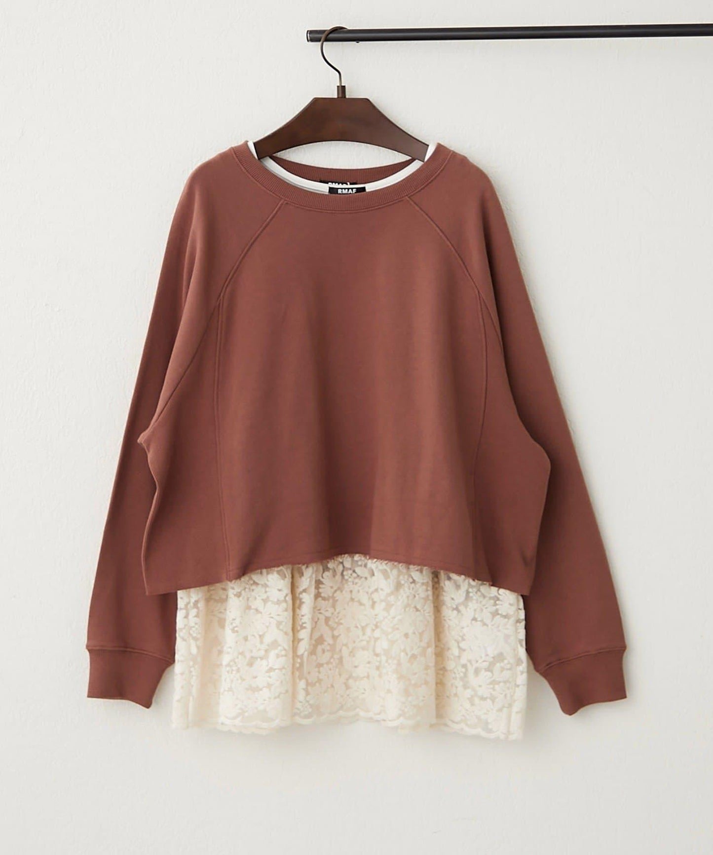 【2件套】毛圈布上衣＋蕾絲拼接無袖上衣