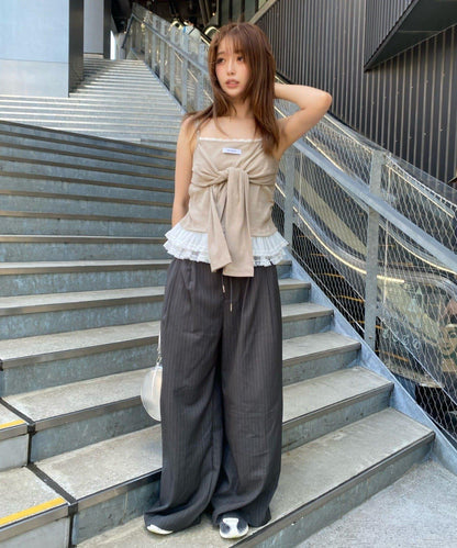 層疊設計休閒西裝褲