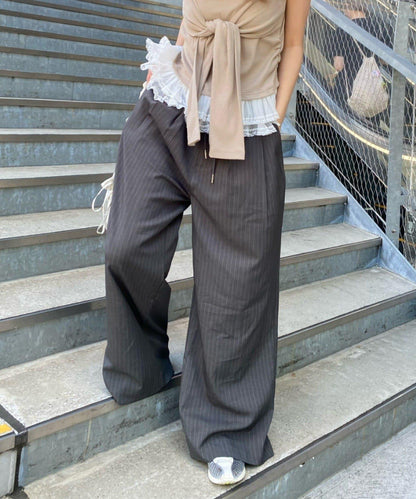 層疊設計休閒西裝褲