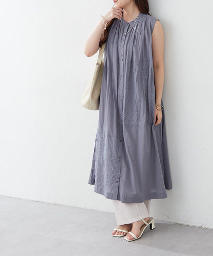 【NAO】印度棉100% 刺繡無袖連衣裙