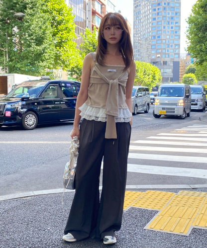 層疊設計休閒西裝褲