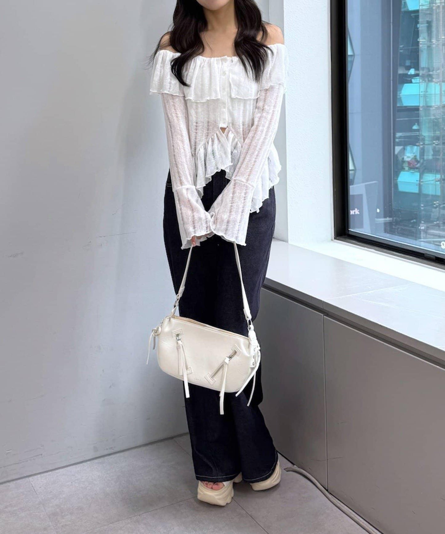 【mystic】[mline]層疊一字肩襯衫