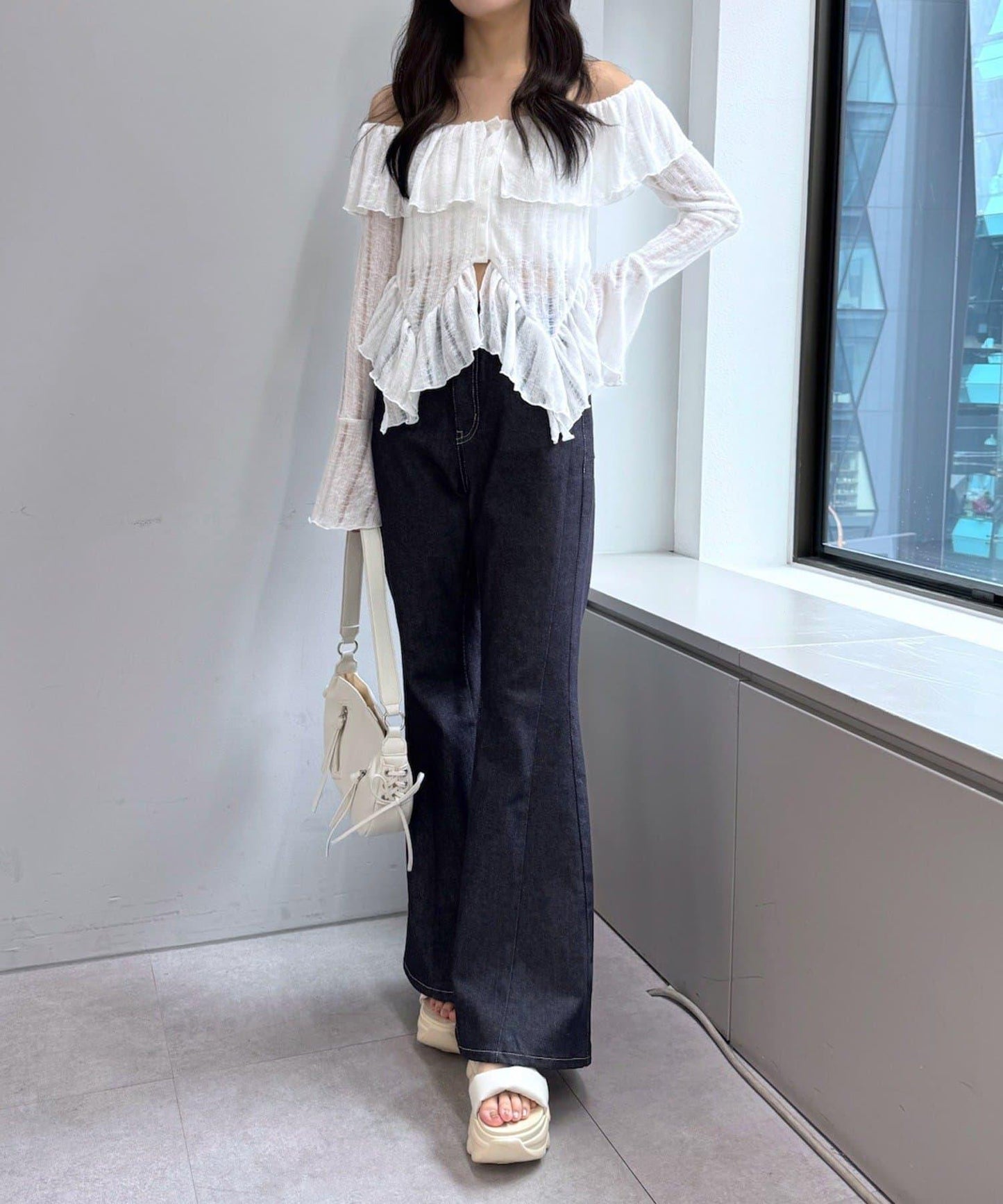 【mystic】[mline]層疊一字肩襯衫